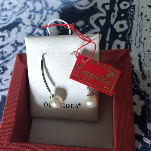 Orquidea original silver drop earrings with pearls - Picture 2 of 6